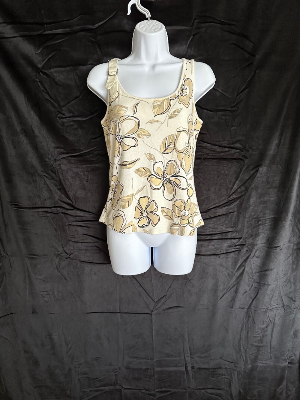 Vintage Y2K N.Y. Jeans cream/beige floral tank top, size M